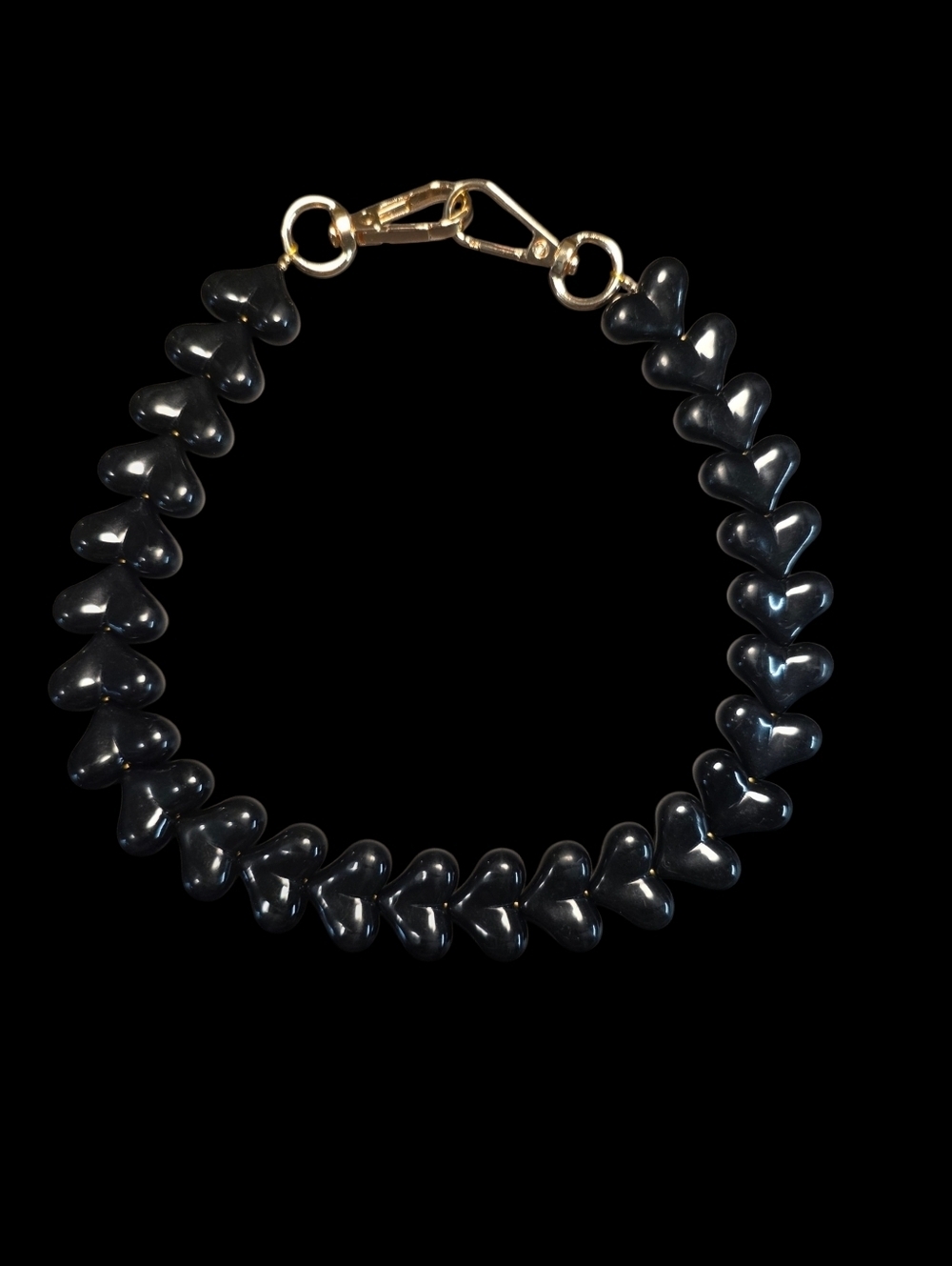 Black Heart Bead Bag Chain